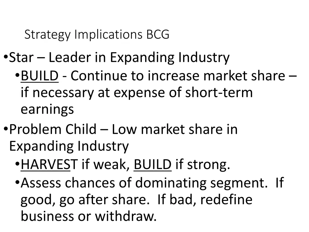 strategy implications bcg star leader