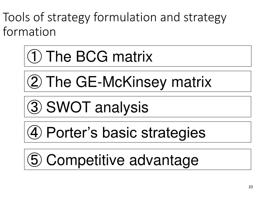 tools of strategy formulation and strategy