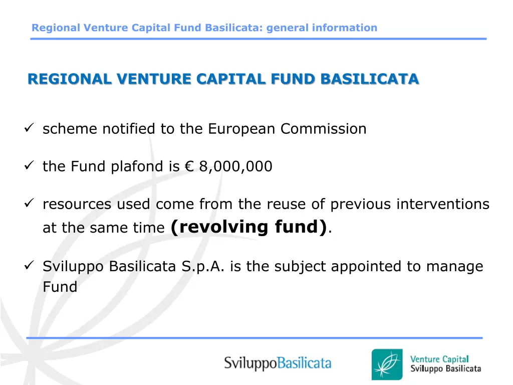 regional venture capital fund basilicata general