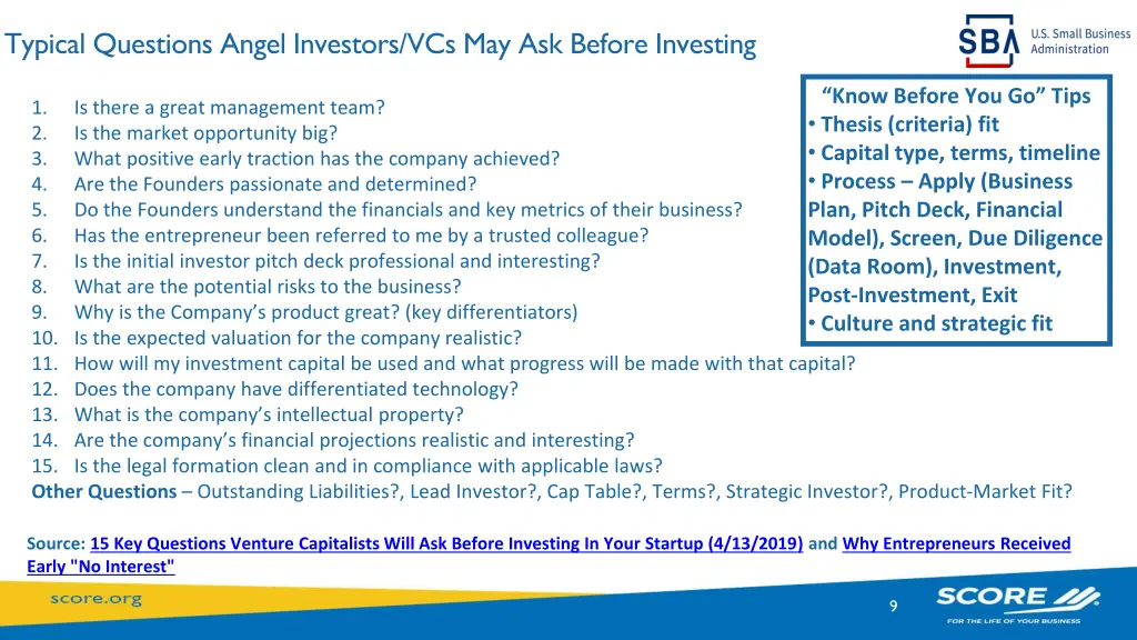 typical questions angel investors