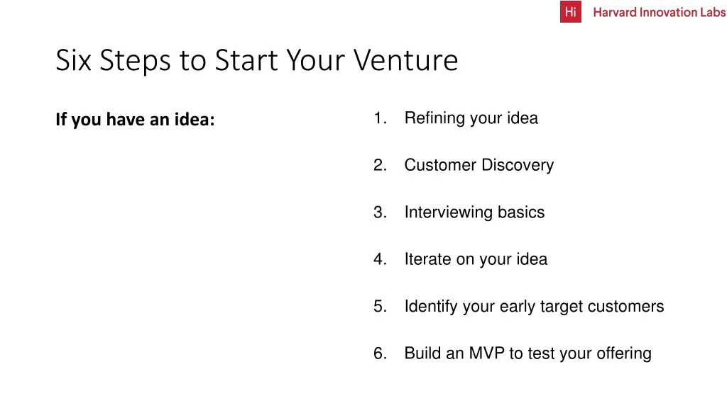 six steps to start your venture