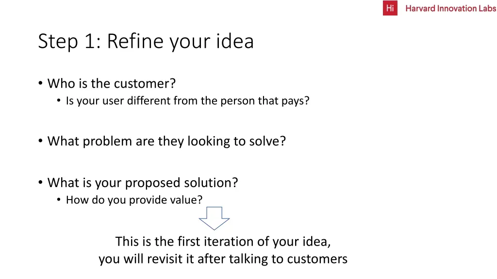 step 1 refine your idea