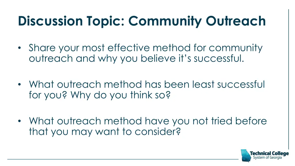 discussion topic community outreach