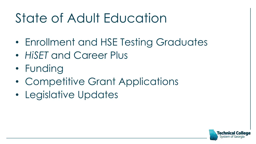 state of adult education