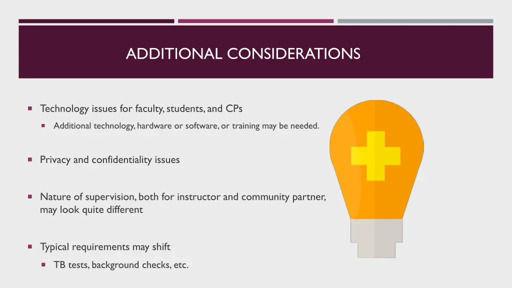 additional considerations