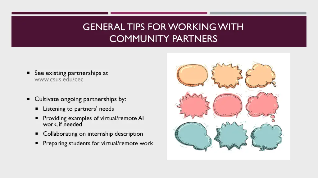 general tips for working with community partners