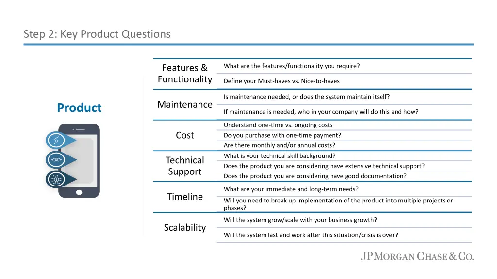 step 2 key product questions