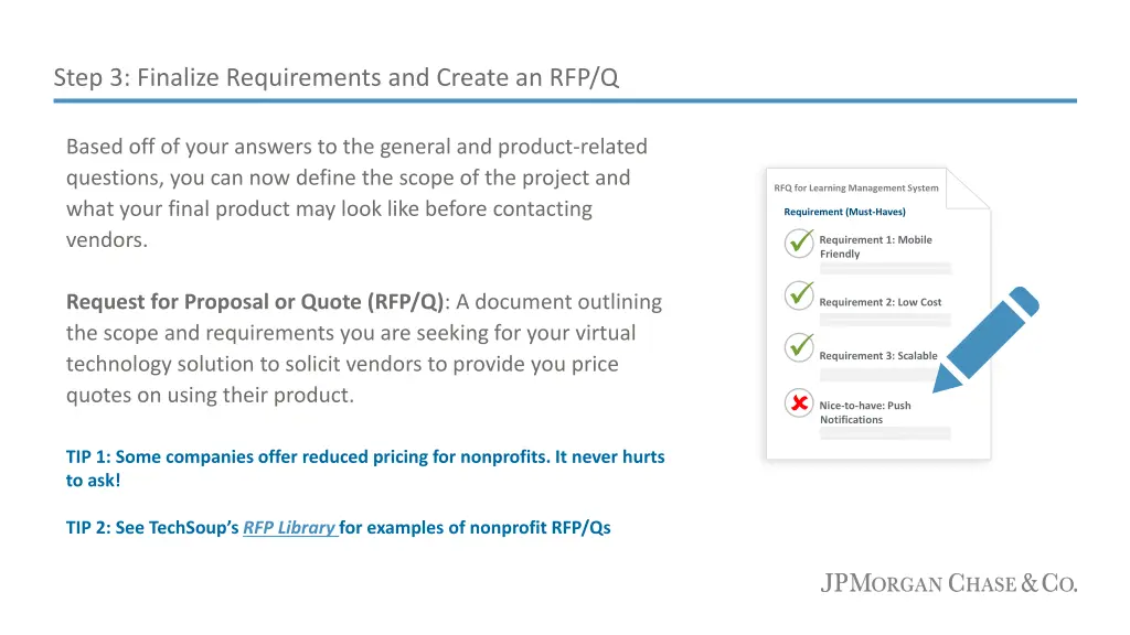 step 3 finalize requirements and create an rfp q