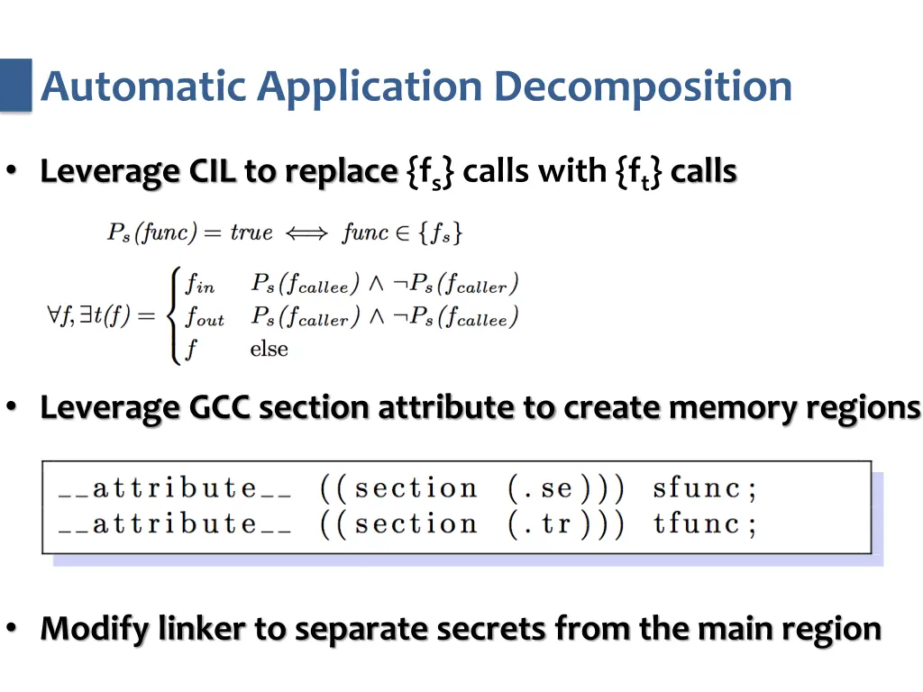 automatic application decomposition