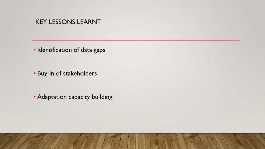 key lessons learnt