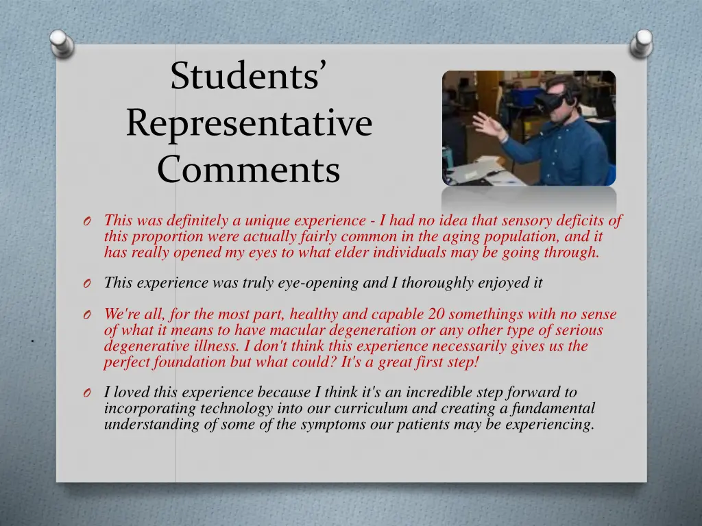 students representative comments