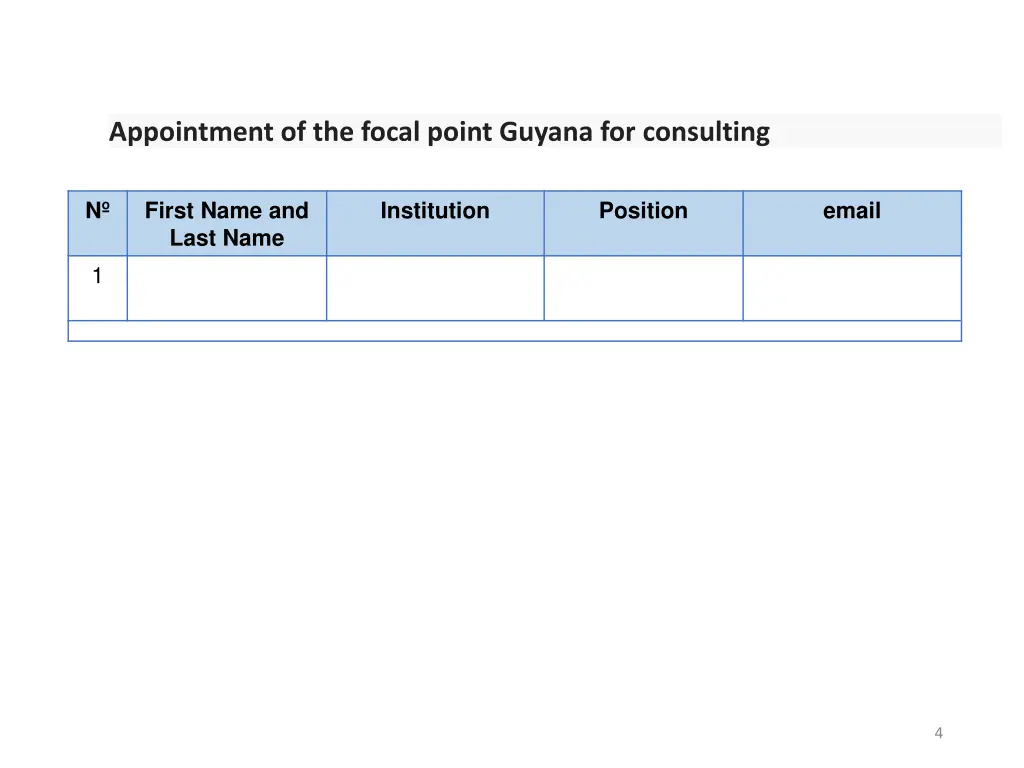 appointment of the focal point guyana