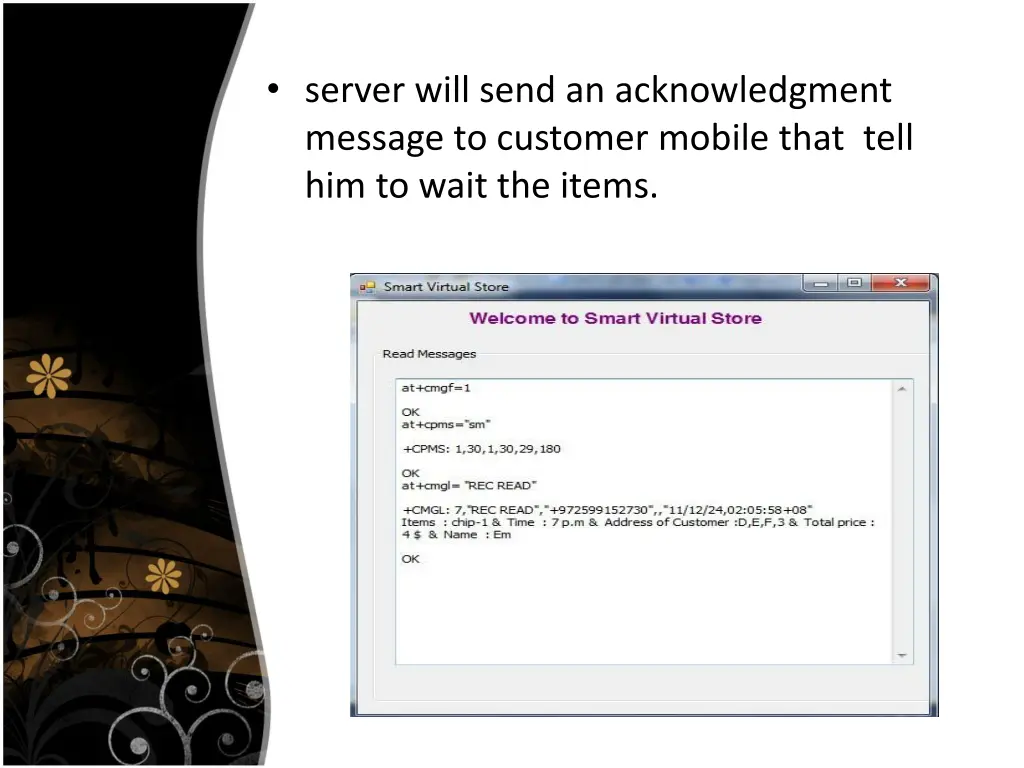 server will send an acknowledgment message