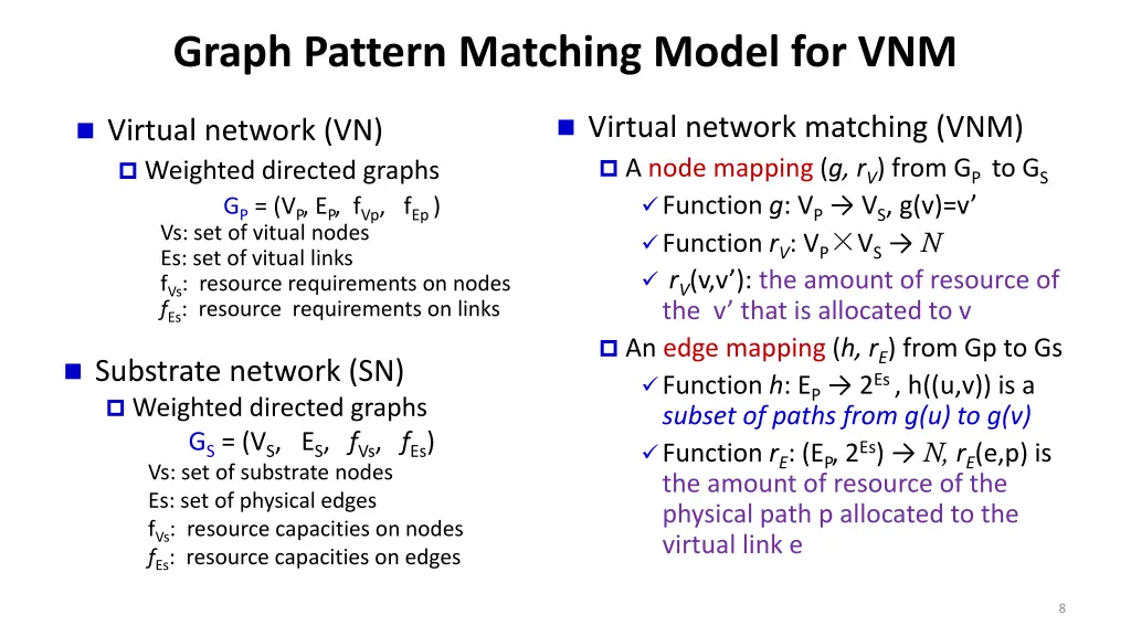 graph pattern matching model for vnm