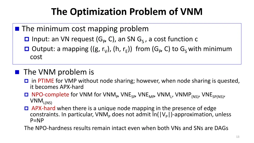 the optimization problem of vnm 1