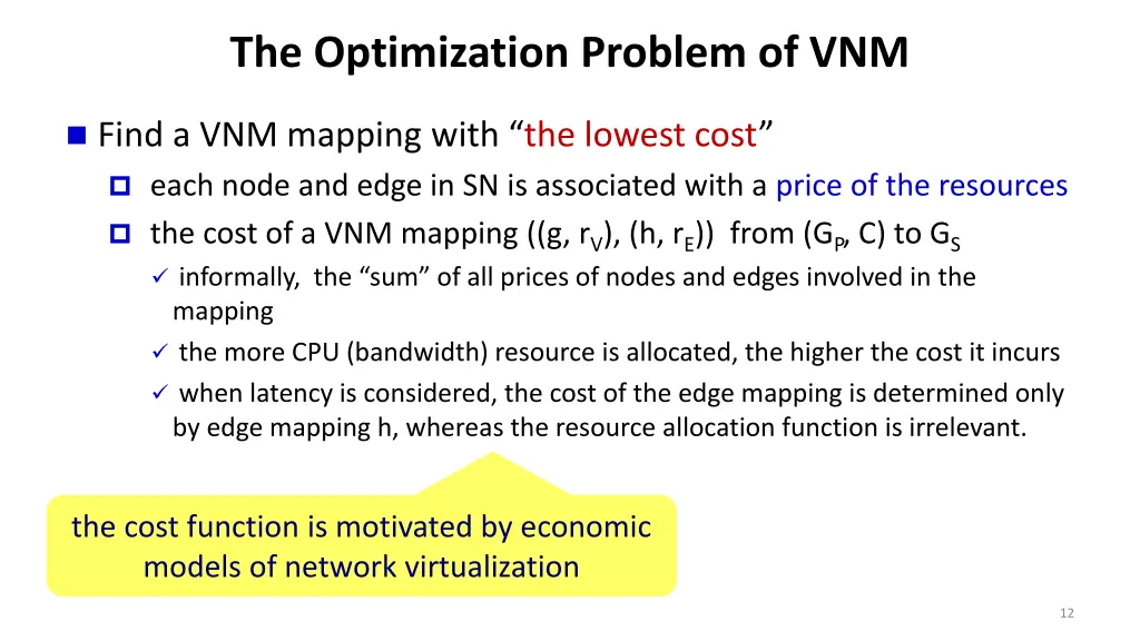 the optimization problem of vnm