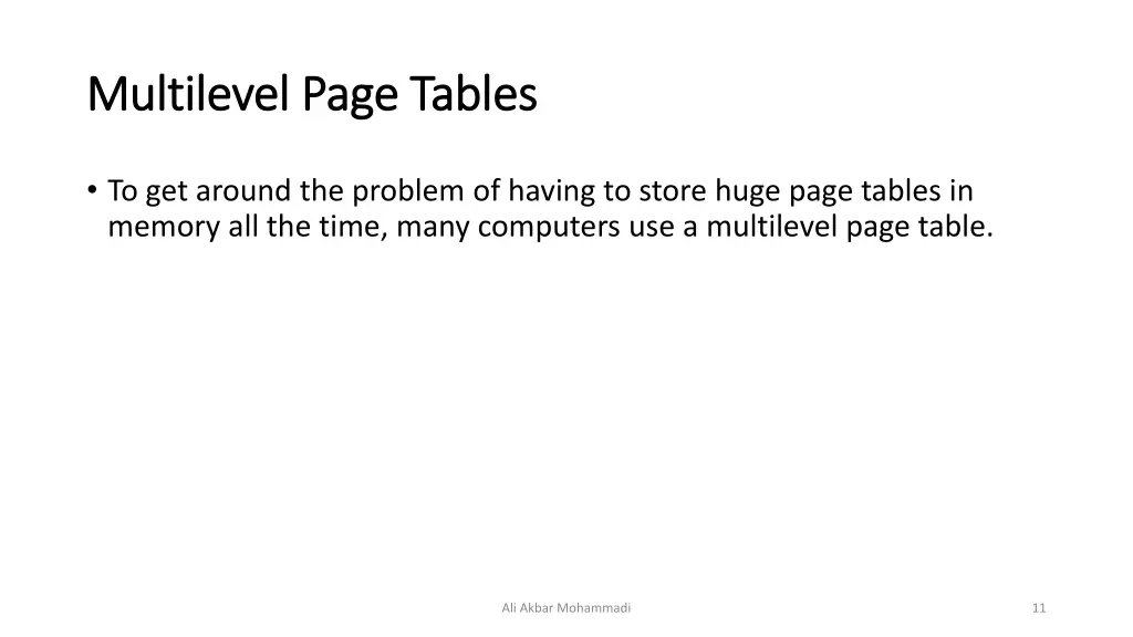 multilevel page tables multilevel page tables