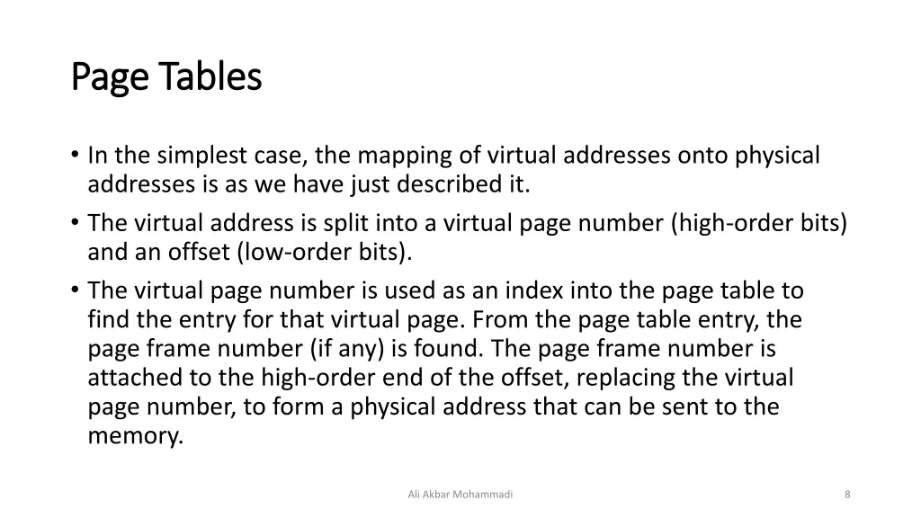 page tables page tables