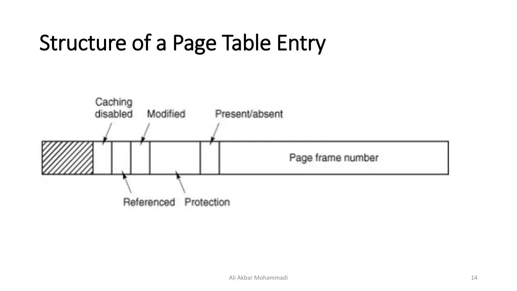 structure of a page table entry structure 1