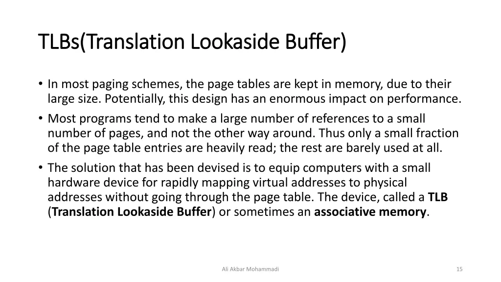 tlbs tlbs translation lookaside translation