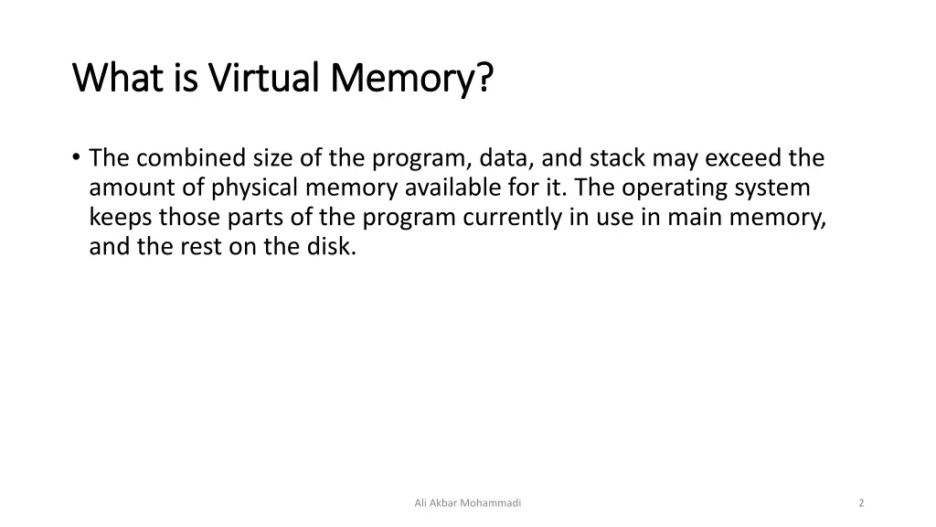 what is virtual memory what is virtual memory