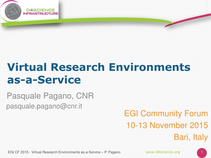 virtual research environments as a service