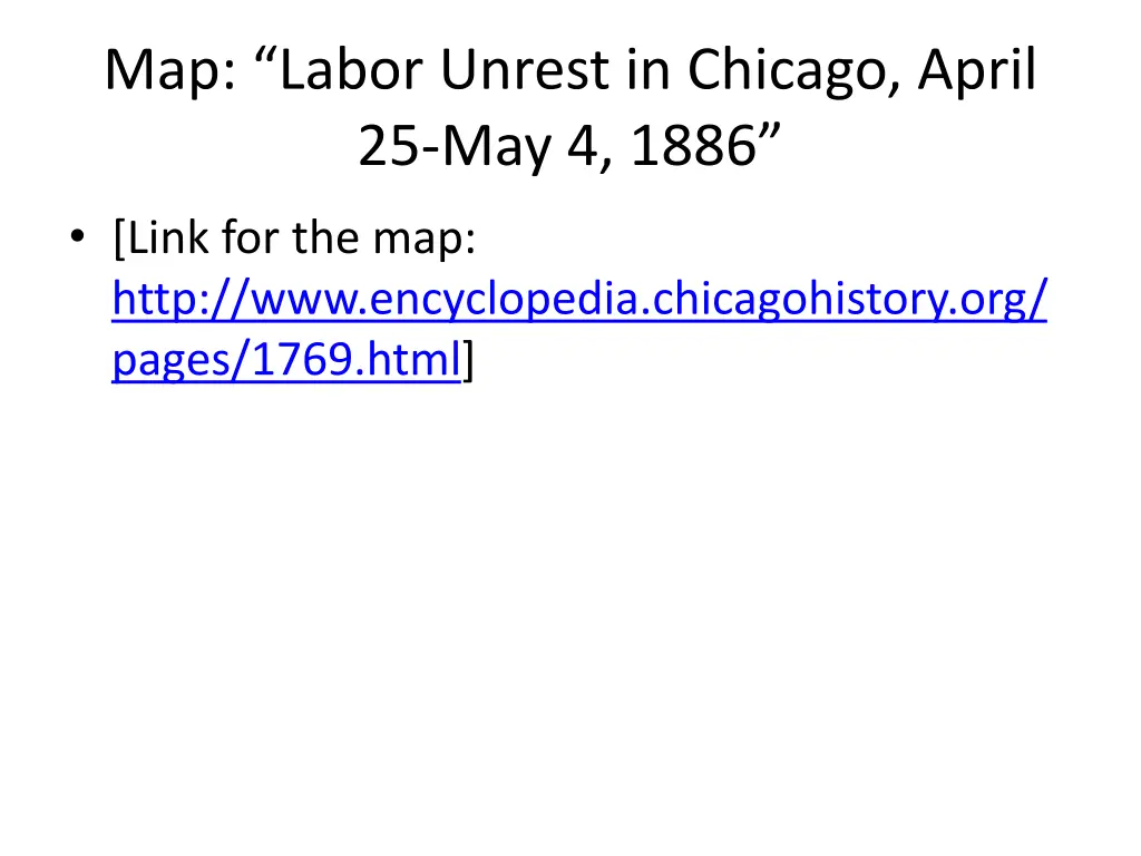 map labor unrest in chicago april 25 may 4 1886