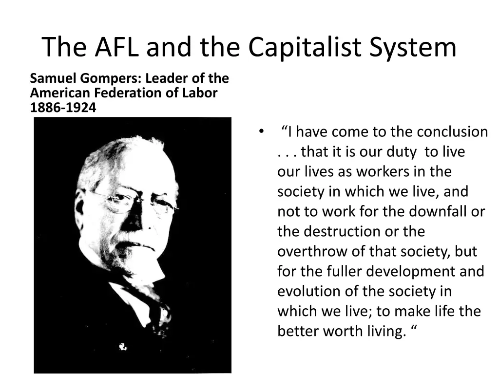 the afl and the capitalist system samuel gompers