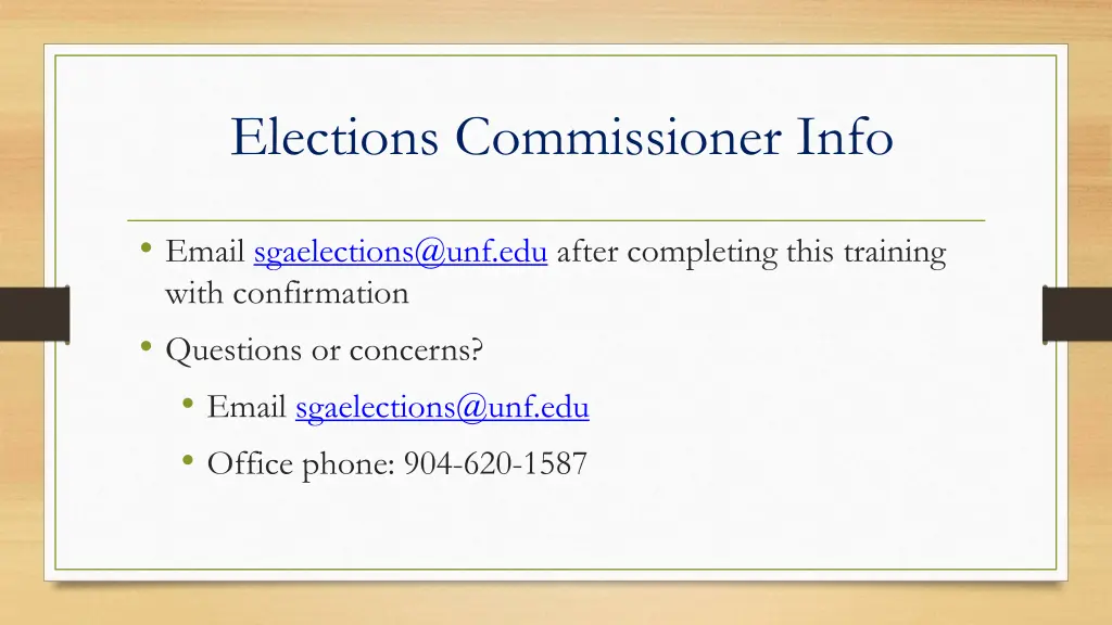 elections commissioner info