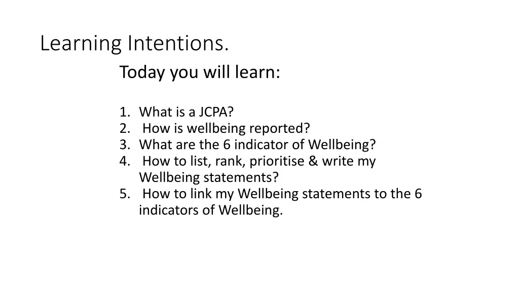 learning intentions today you will learn