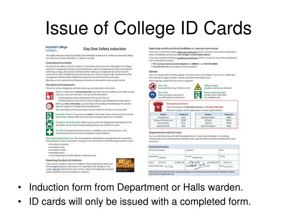 issue of college id cards