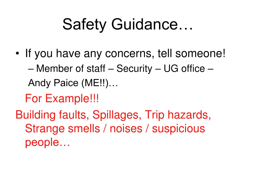 safety guidance