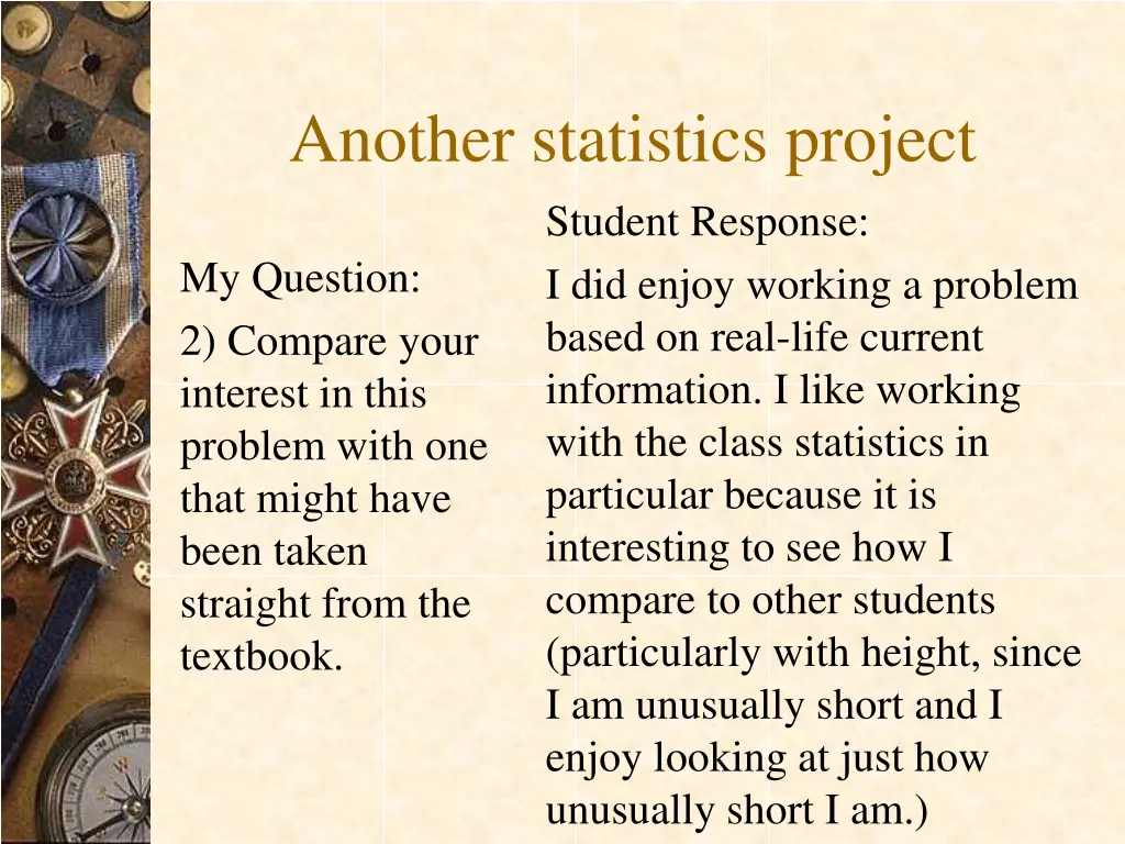 another statistics project student response