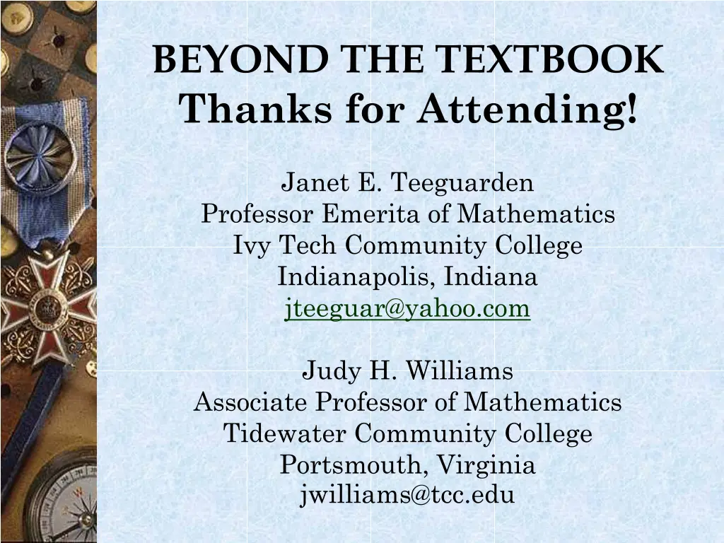 beyond the textbook thanks for attending