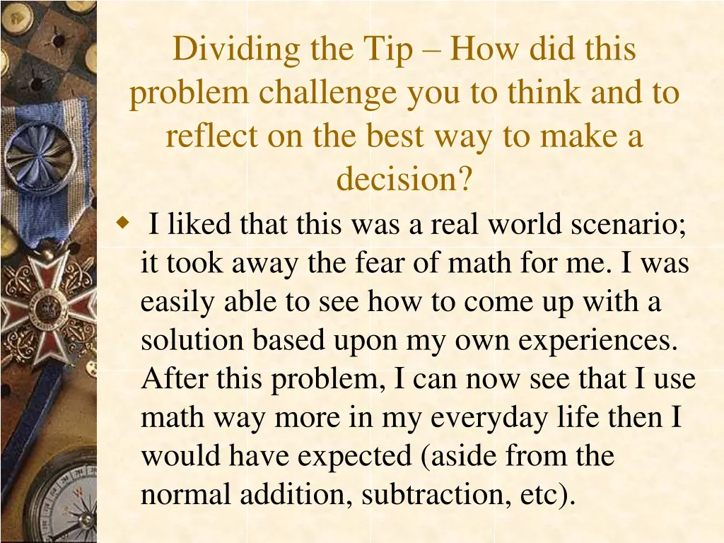 dividing the tip how did this problem challenge