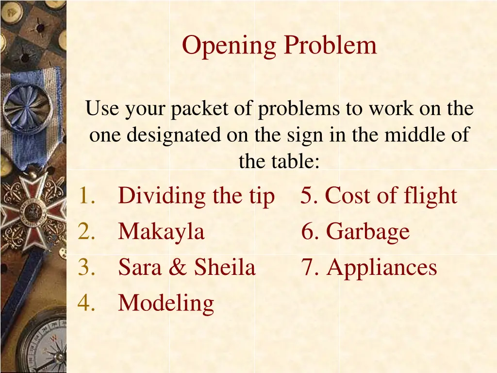 opening problem 1