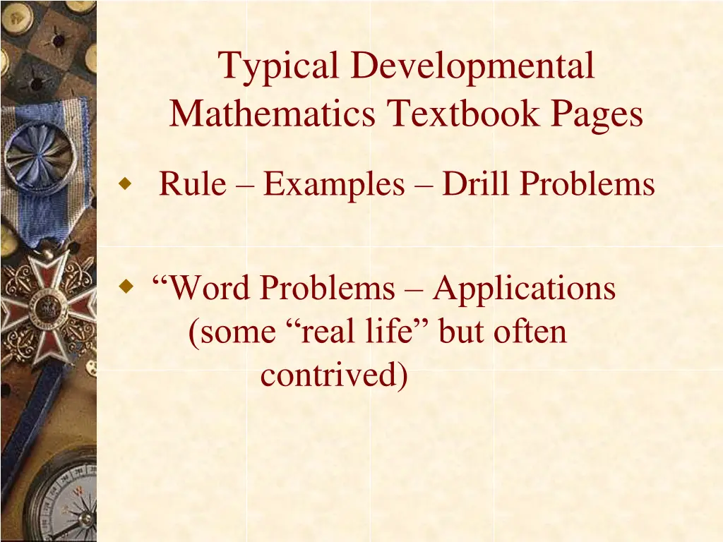 typical developmental mathematics textbook pages