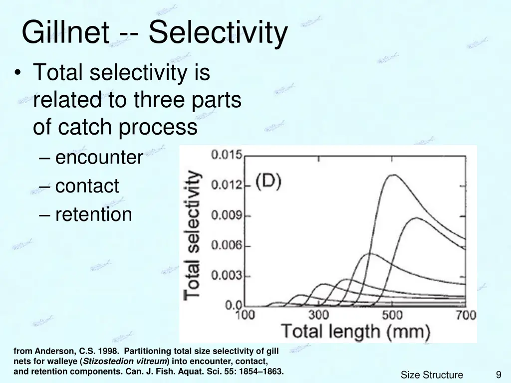 gillnet selectivity total selectivity is related