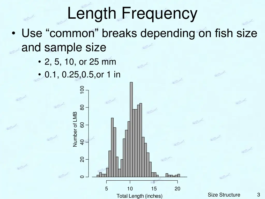 length frequency use common breaks depending