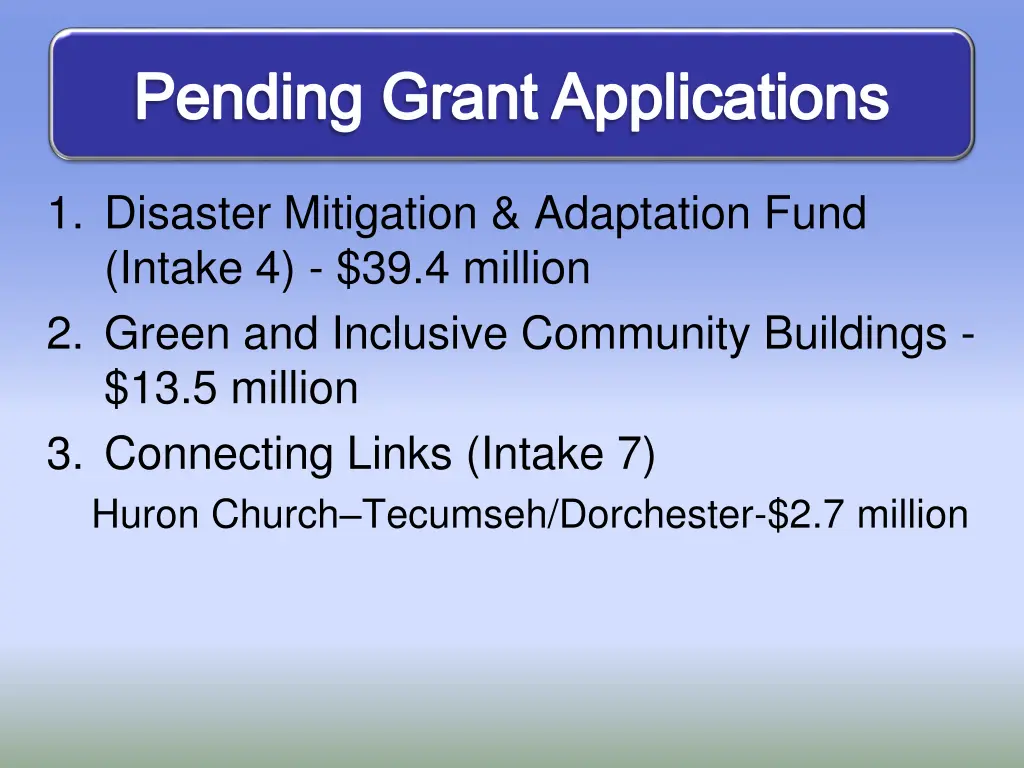 pending grant applications