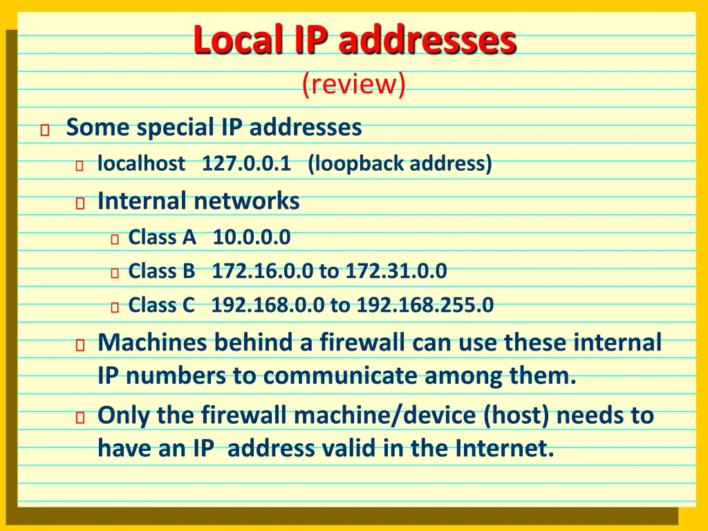 local ip addresses review some special