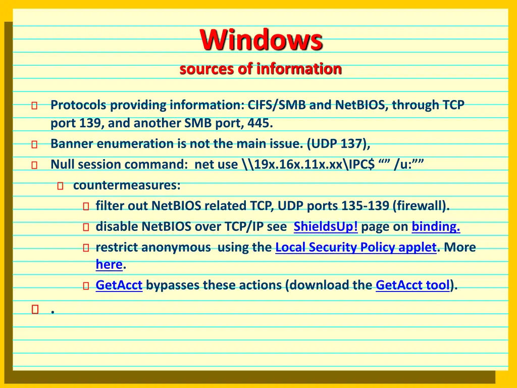 windows sources of information