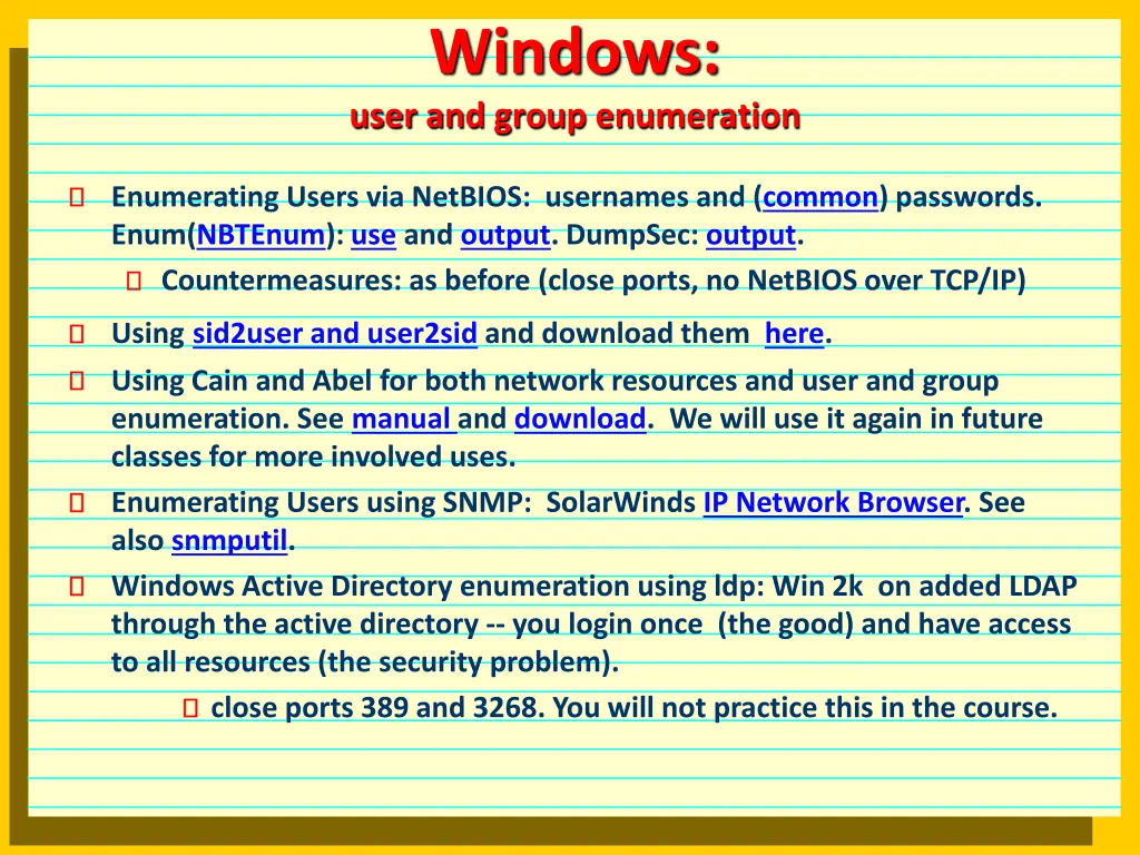 windows user and group enumeration