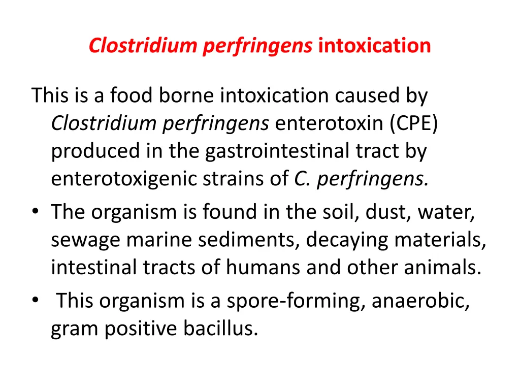 clostridium perfringens intoxication