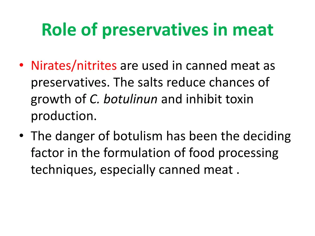 role of preservatives in meat