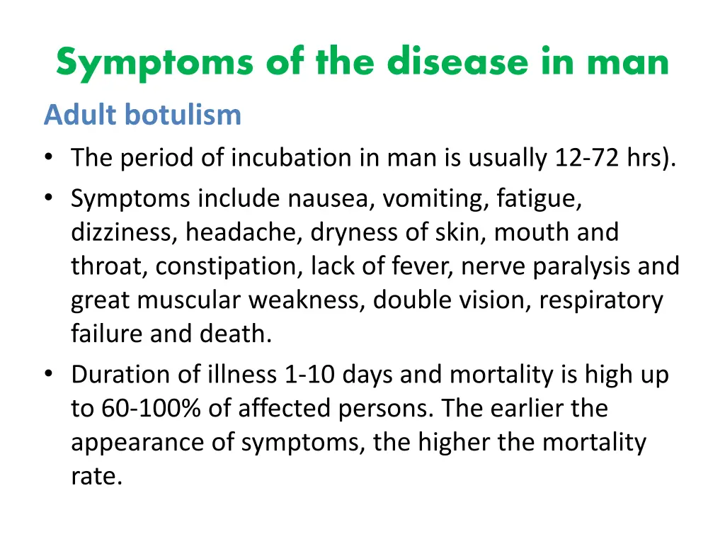 symptoms of the disease in man adult botulism