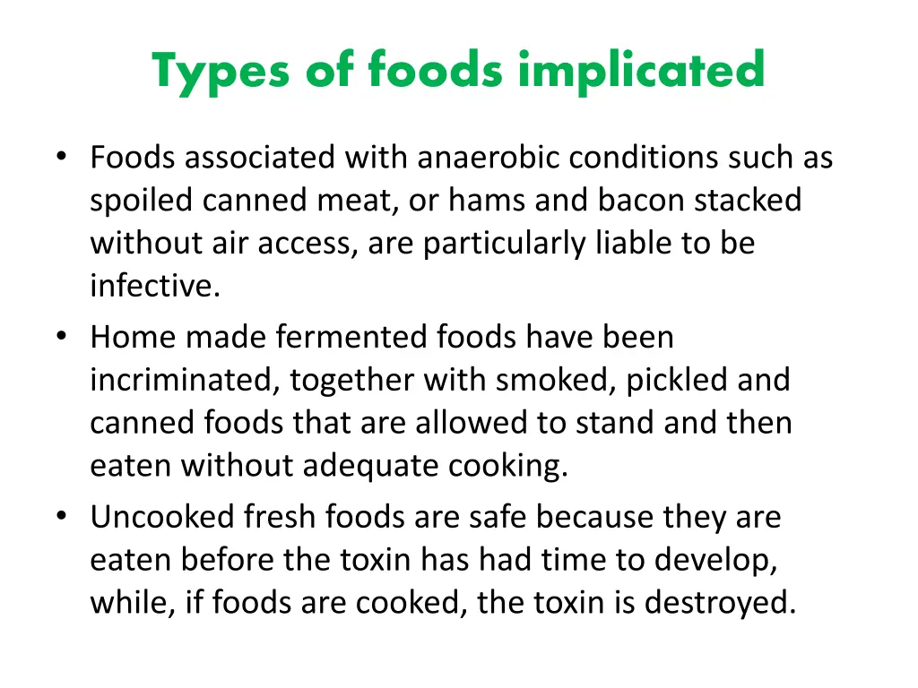 types of foods implicated