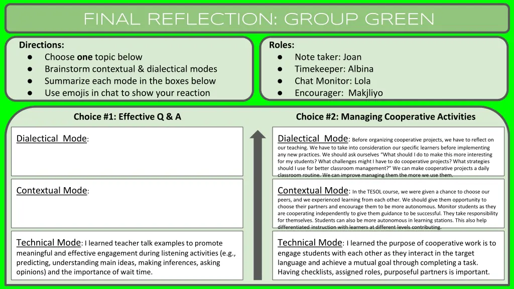 final reflection group green