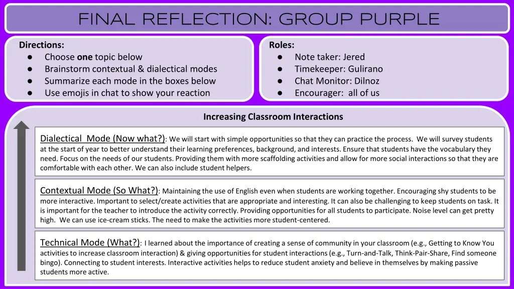 final reflection group purple