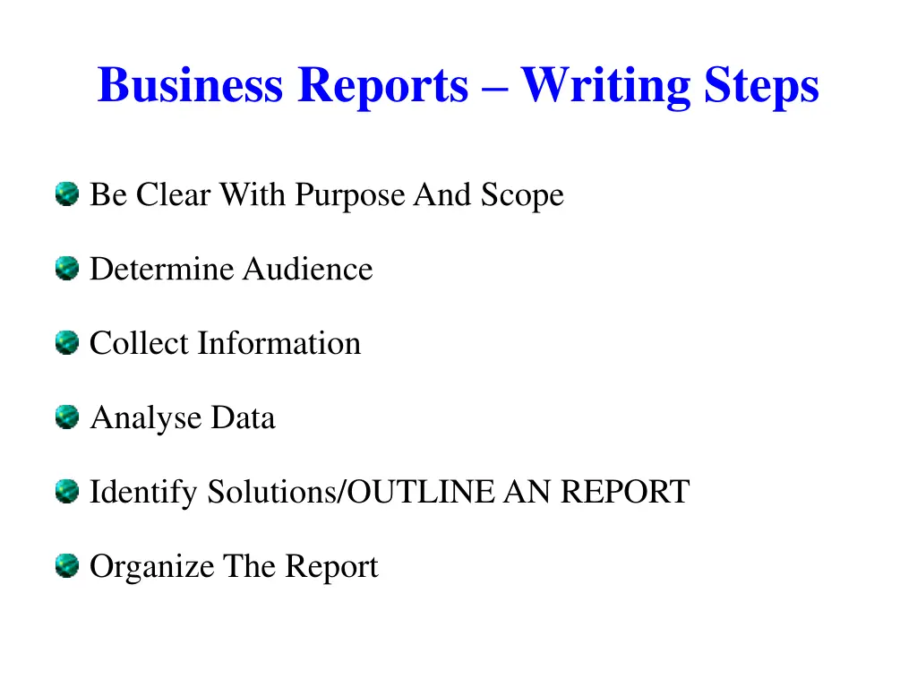 business reports writing steps